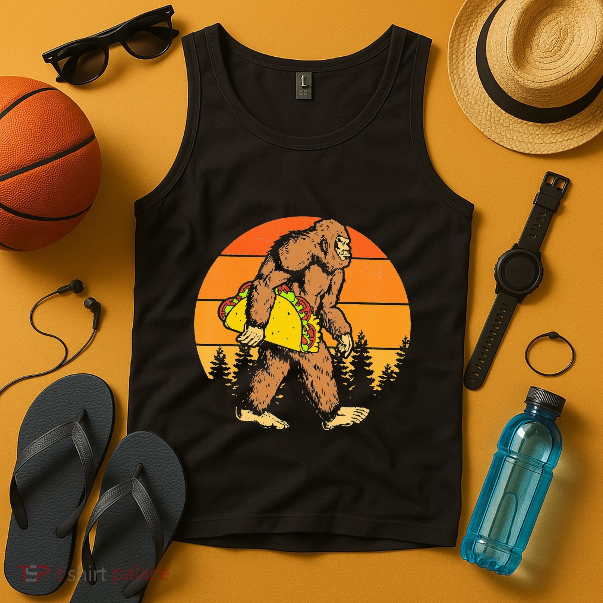 Sasquatch Bigfoot Carrying Taco Funny Cinco De Mayo Tank Top