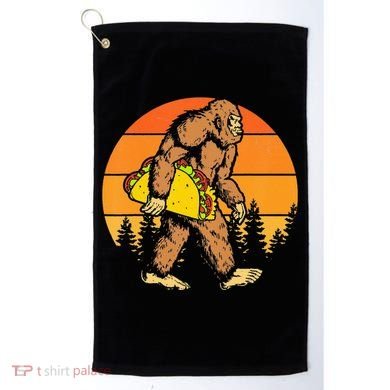 Sasquatch Bigfoot Carrying Taco Funny Cinco De Mayo Golf Towel