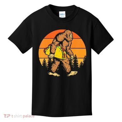 Sasquatch Bigfoot Carrying Taco Funny Cinco De Mayo Kids T-Shirt