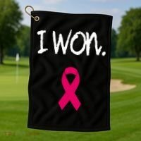 Survivor Breast Cancer Awareness Pink Ribbon Gift Golf Towel thumb 1
