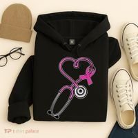 Stethoscope Breast Cancer Awareness Ribbon Hoodie thumb 4