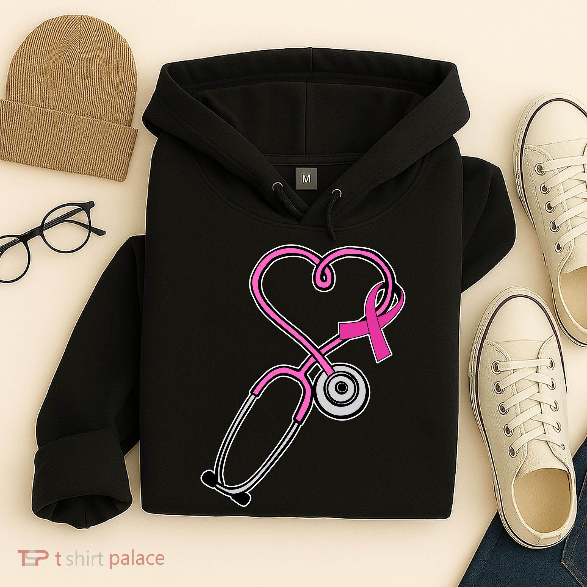 Stethoscope Breast Cancer Awareness Ribbon Hoodie