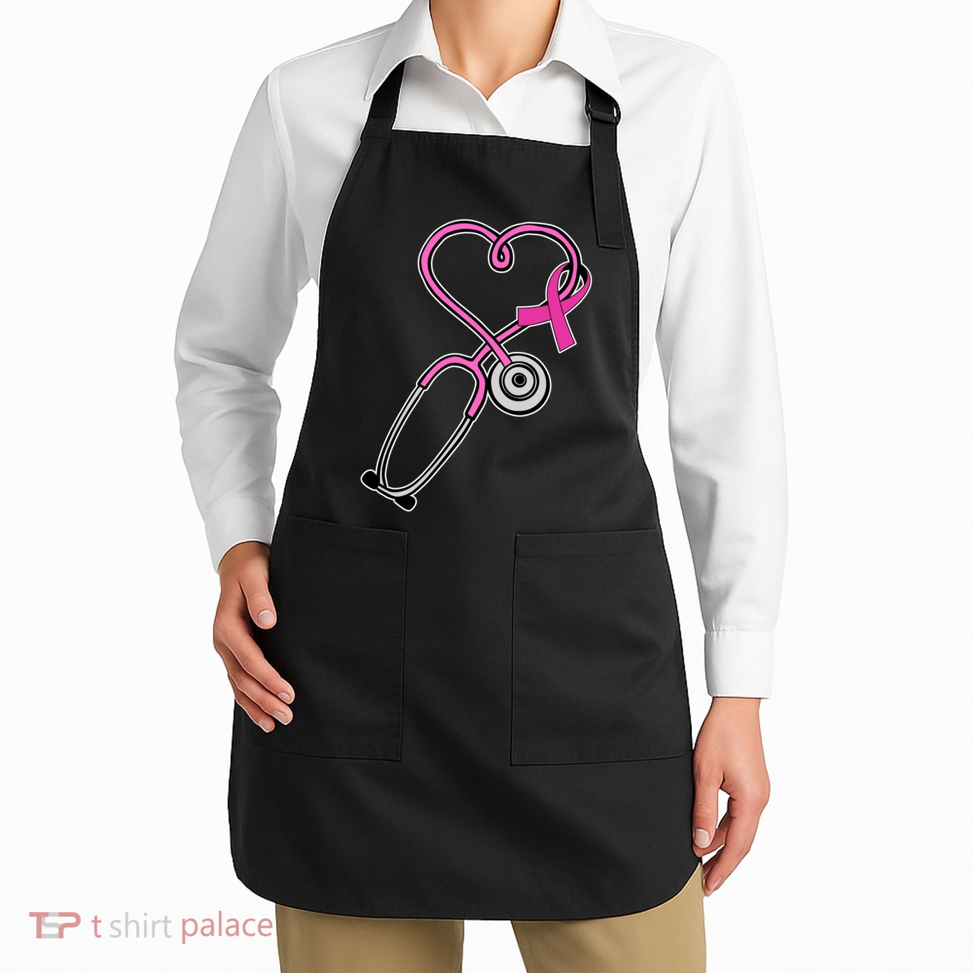 Stethoscope Breast Cancer Awareness Ribbon Apron