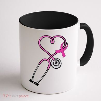Stethoscope Breast Cancer Awareness Ribbon Coffee Mug back