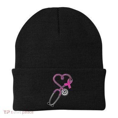 Stethoscope Breast Cancer Awareness Ribbon Beanie