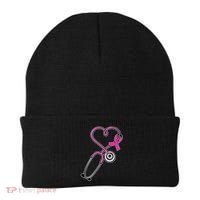 Stethoscope Breast Cancer Awareness Ribbon Beanie thumb 0