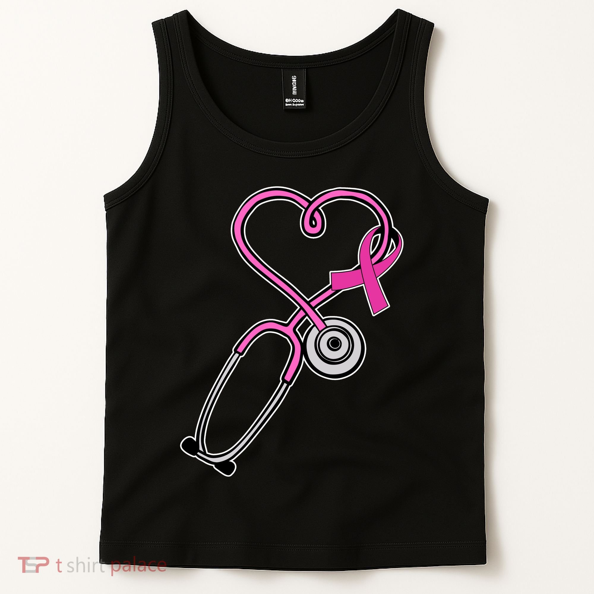 Stethoscope Breast Cancer Awareness Ribbon Tank Top