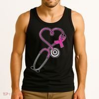 Stethoscope Breast Cancer Awareness Ribbon Tank Top thumb 3