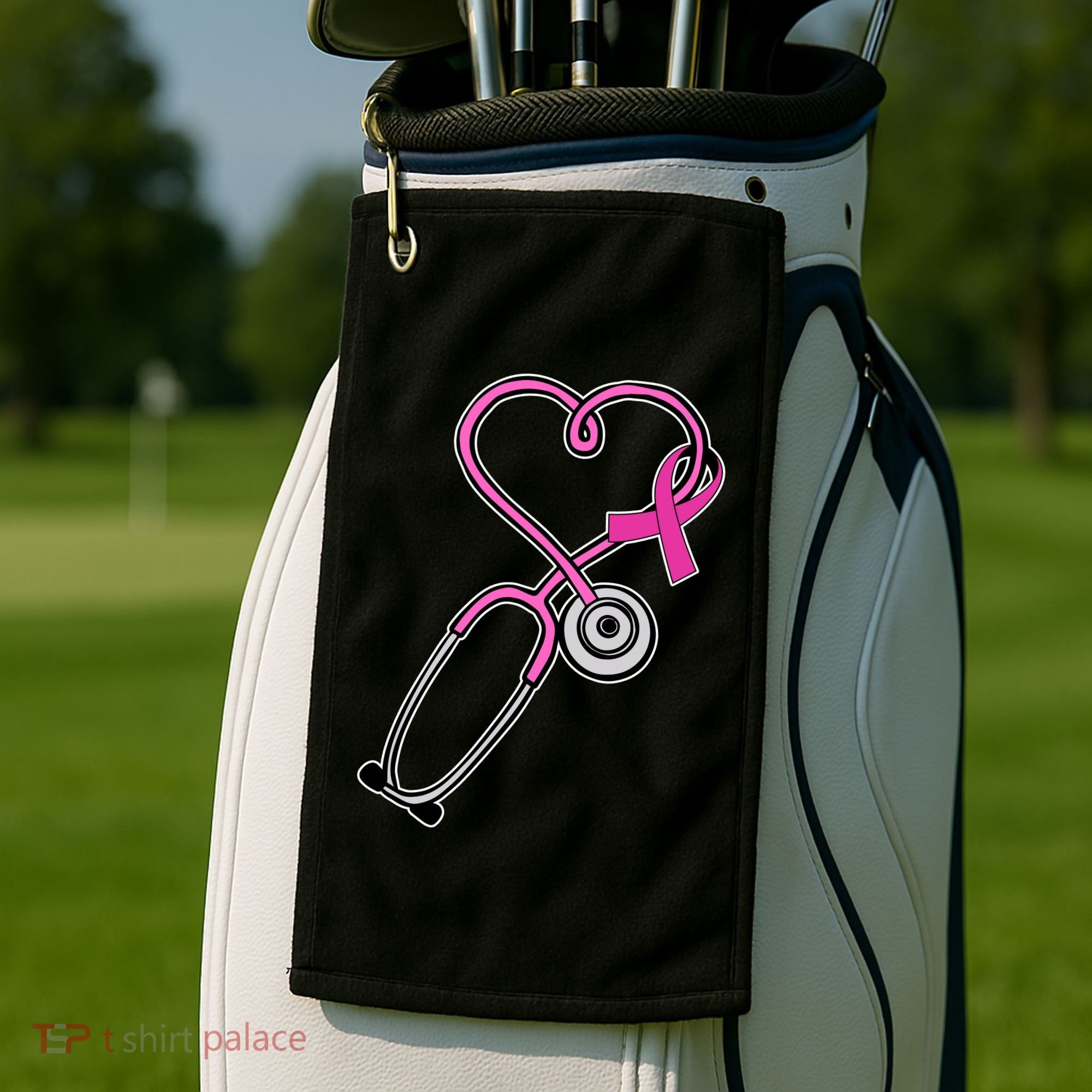 Stethoscope Breast Cancer Awareness Ribbon Golf Towel