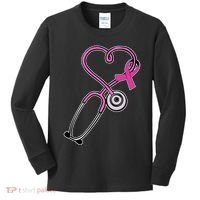 Stethoscope Breast Cancer Awareness Ribbon Kids Long Sleeve Shirt thumb 0