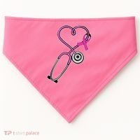 Stethoscope Breast Cancer Awareness Ribbon USA-Made Doggie Bandana thumb 0