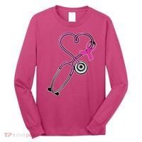 Stethoscope Breast Cancer Awareness Ribbon Long Sleeve Shirt thumb 0