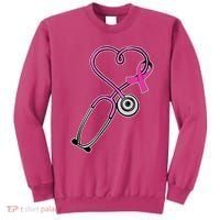 Stethoscope Breast Cancer Awareness Ribbon Sweatshirt thumb 0