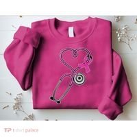 Stethoscope Breast Cancer Awareness Ribbon Sweatshirt thumb 2