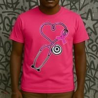 Stethoscope Breast Cancer Awareness Ribbon T-Shirt thumb 3