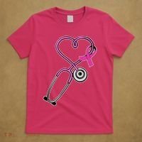 Stethoscope Breast Cancer Awareness Ribbon T-Shirt thumb 5