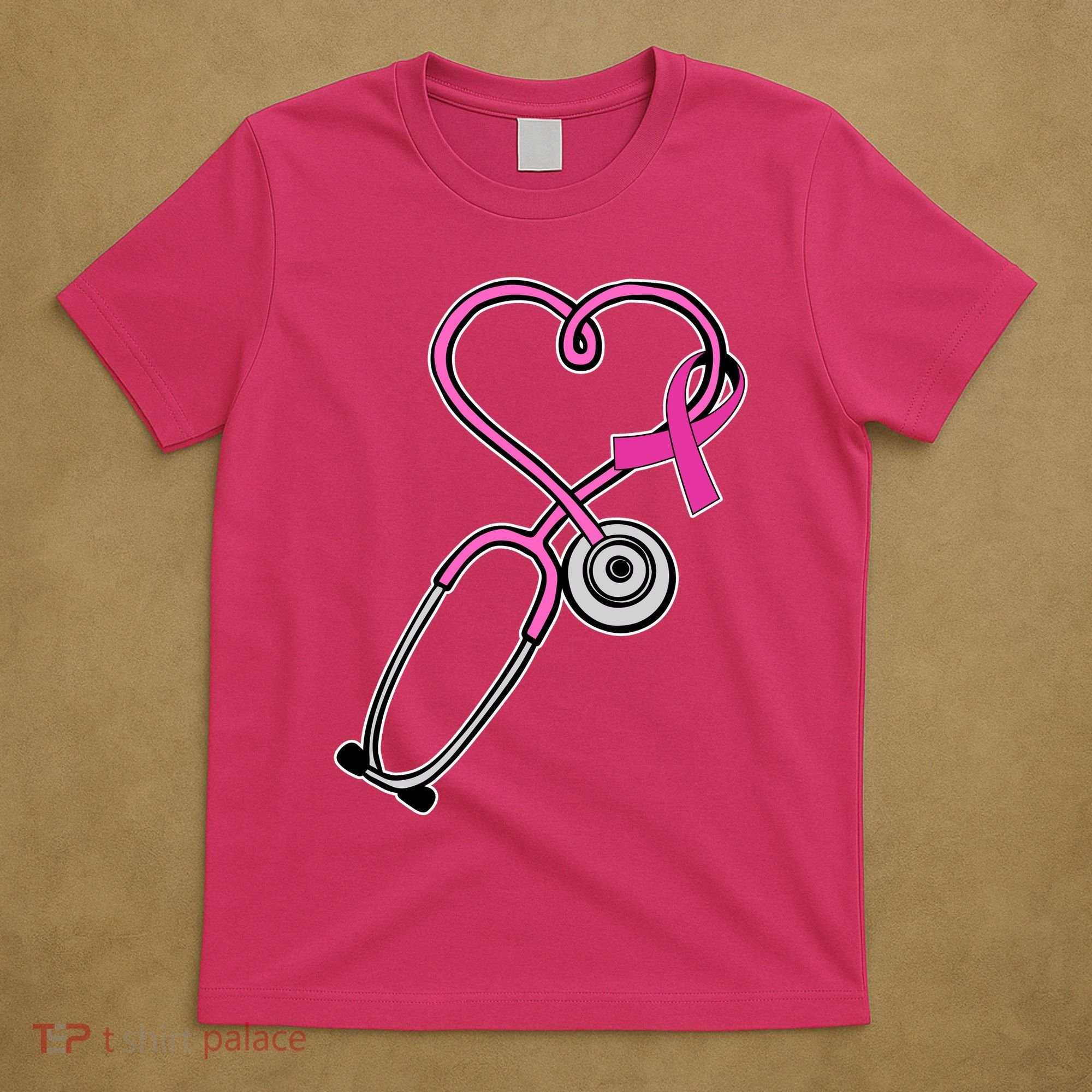 Stethoscope Breast Cancer Awareness Ribbon T-Shirt