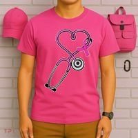 Stethoscope Breast Cancer Awareness Ribbon T-Shirt thumb 6