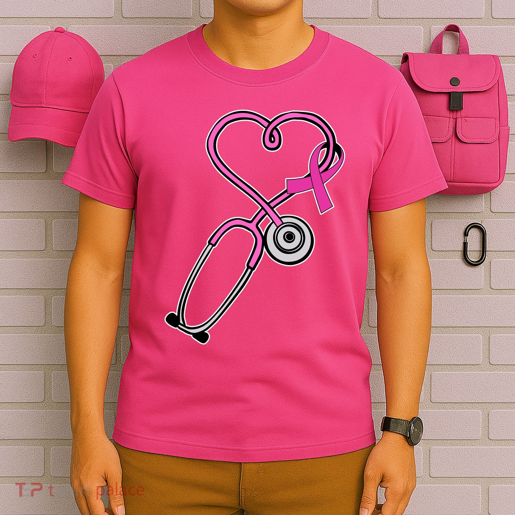 Stethoscope Breast Cancer Awareness Ribbon T-Shirt