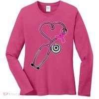 Stethoscope Breast Cancer Awareness Ribbon Women's Long Sleeve Shirt thumb 0