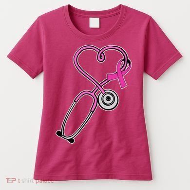 Stethoscope Breast Cancer Awareness Ribbon Women's T-Shirt