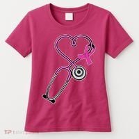 Stethoscope Breast Cancer Awareness Ribbon Women's T-Shirt thumb 0