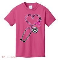Stethoscope Breast Cancer Awareness Ribbon Kids T-Shirt thumb 0