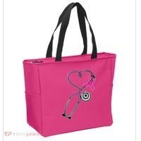 Stethoscope Breast Cancer Awareness Ribbon Tote Bag thumb 2