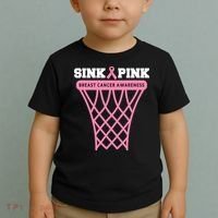 Sink Breast Cancer Basketball Funny Toddler T-Shirt thumb 2