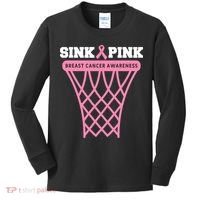 Sink Breast Cancer Basketball Funny Kids Long Sleeve Shirt thumb 0