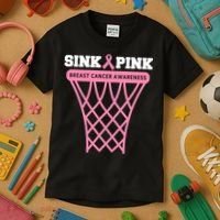 Sink Breast Cancer Basketball Funny Kids T-Shirt thumb 3