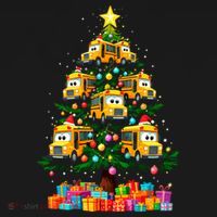 School Bus Christmas Tree Xmas Holidays School Bus Driver Gift Bucket Hat thumb 4