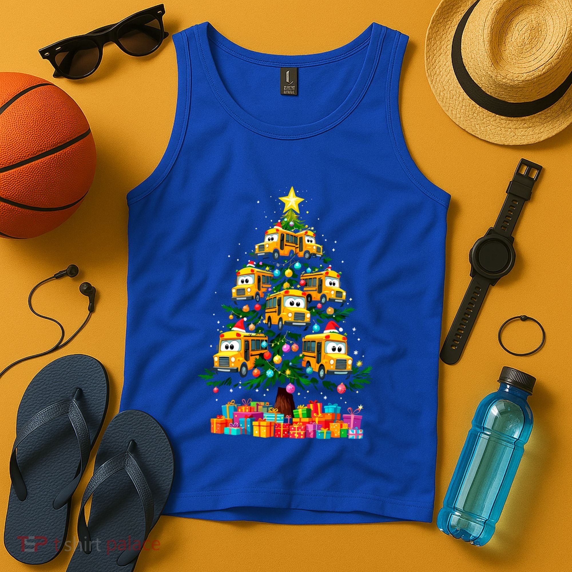 School Bus Christmas Tree Xmas Holidays School Bus Driver Gift Tank Top