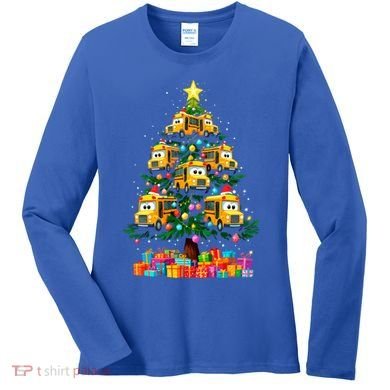 School Bus Christmas Tree Xmas Holidays School Bus Driver Gift Women's Long Sleeve Shirt