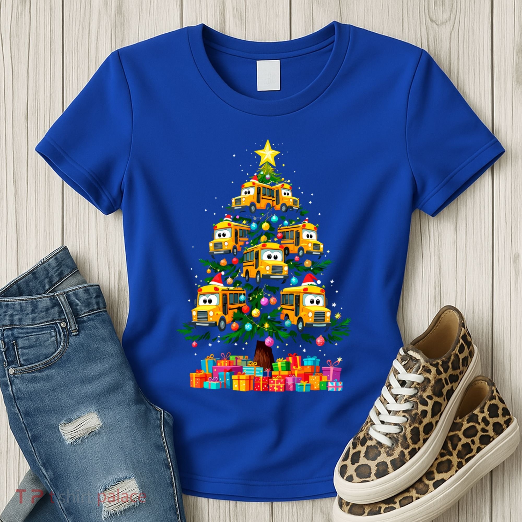 School Bus Christmas Tree Xmas Holidays School Bus Driver Gift Women's T-Shirt