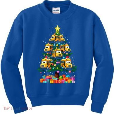 School Bus Christmas Tree Xmas Holidays School Bus Driver Gift Kids Sweatshirt