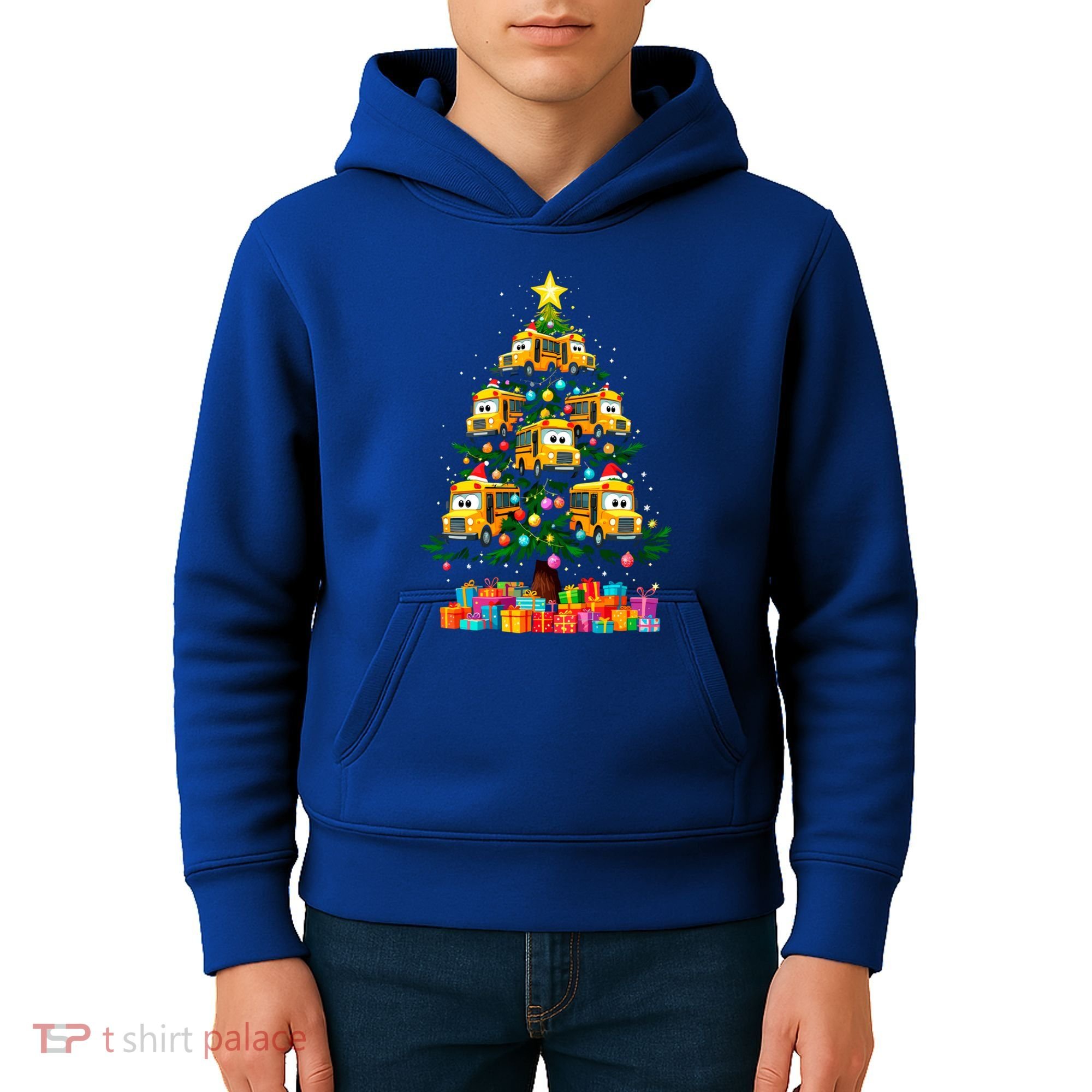 School Bus Christmas Tree Xmas Holidays School Bus Driver Gift Kids Hoodie