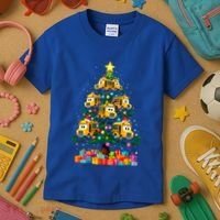 School Bus Christmas Tree Xmas Holidays School Bus Driver Gift Kids T-Shirt thumb 3