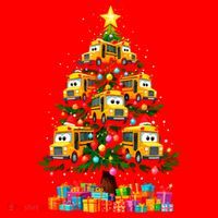 School Bus Christmas Tree Xmas Holidays School Bus Driver Gift Santa Hat thumb 1