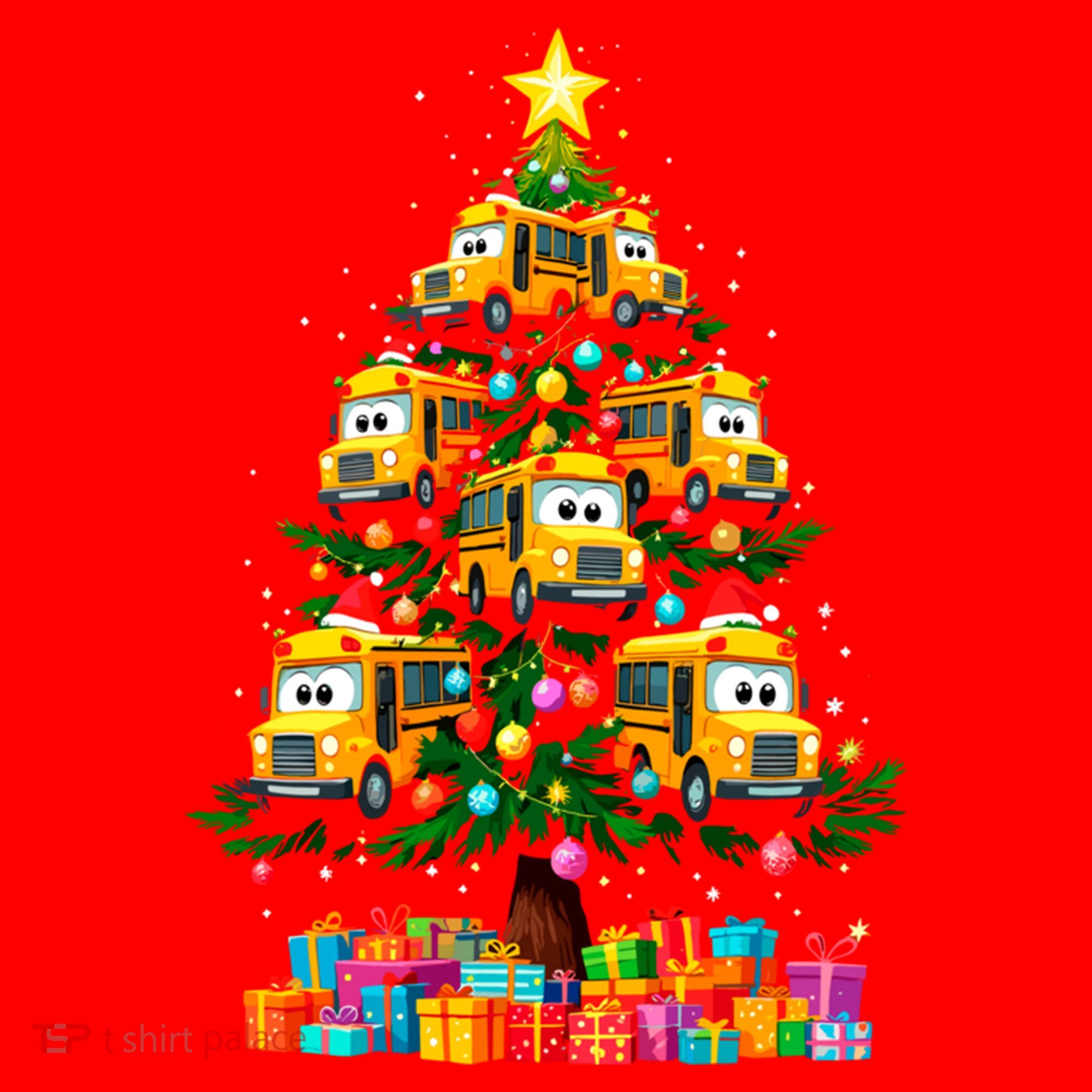 School Bus Christmas Tree Xmas Holidays School Bus Driver Gift Santa Hat