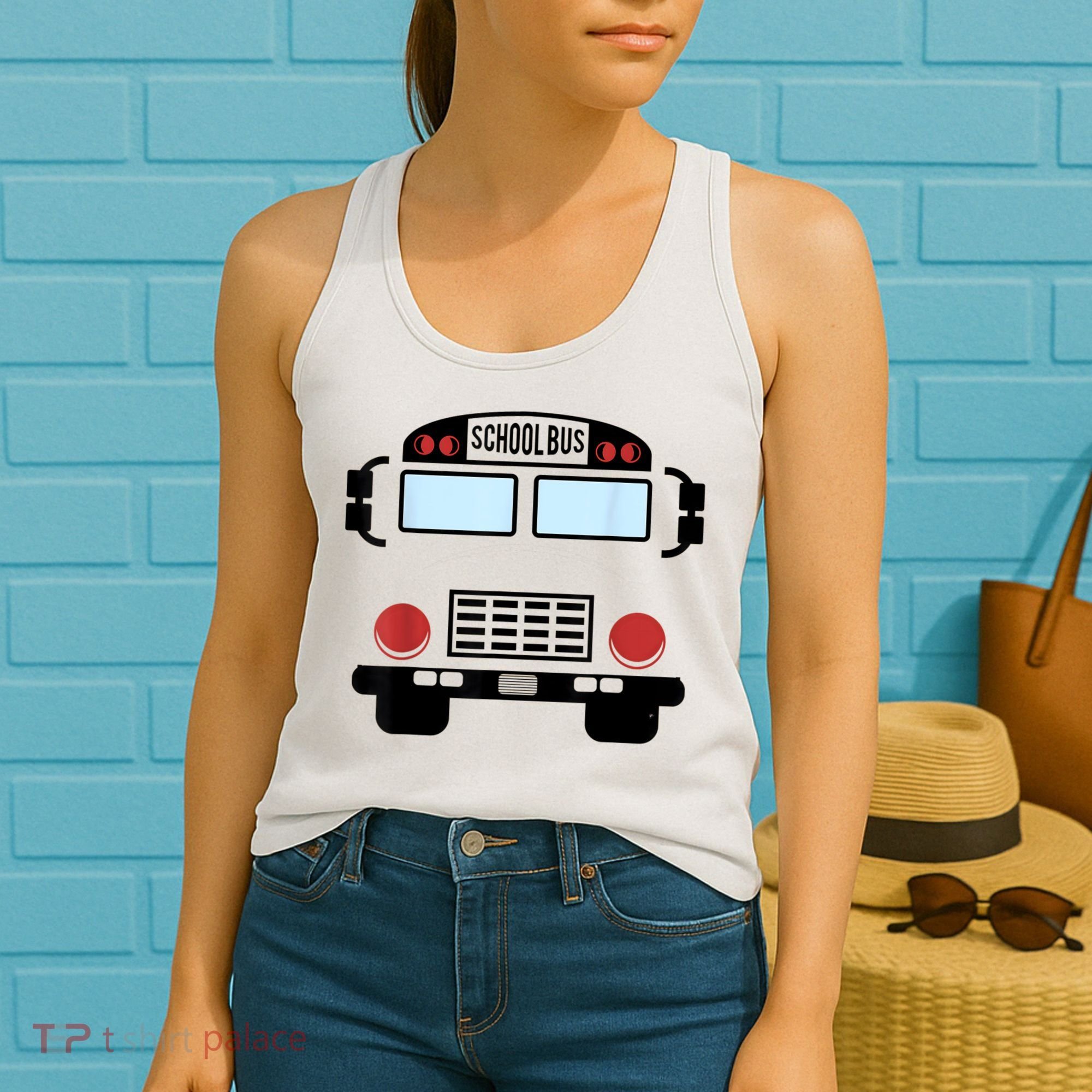 School Bus Costume Funny Yellow School Bus Driver Women's Tank Top