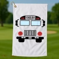 School Bus Costume Funny Yellow School Bus Driver Golf Towel thumb 1