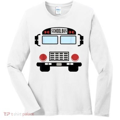 School Bus Costume Funny Yellow School Bus Driver Women's Long Sleeve Shirt