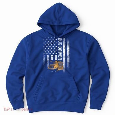 School Bus Driver Usa American Flag Funny Bus Driver Gift Hoodie