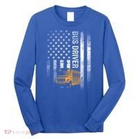 School Bus Driver Usa American Flag Funny Bus Driver Gift Long Sleeve Shirt thumb 0