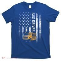 School Bus Driver Usa American Flag Funny Bus Driver Gift T-Shirt thumb 0