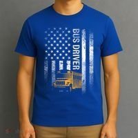 School Bus Driver Usa American Flag Funny Bus Driver Gift T-Shirt thumb 3