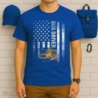 School Bus Driver Usa American Flag Funny Bus Driver Gift T-Shirt thumb 6