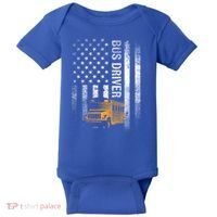 School Bus Driver Usa American Flag Funny Bus Driver Gift Baby Bodysuit thumb 0