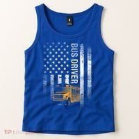 School Bus Driver Usa American Flag Funny Bus Driver Gift Tank Top thumb 2